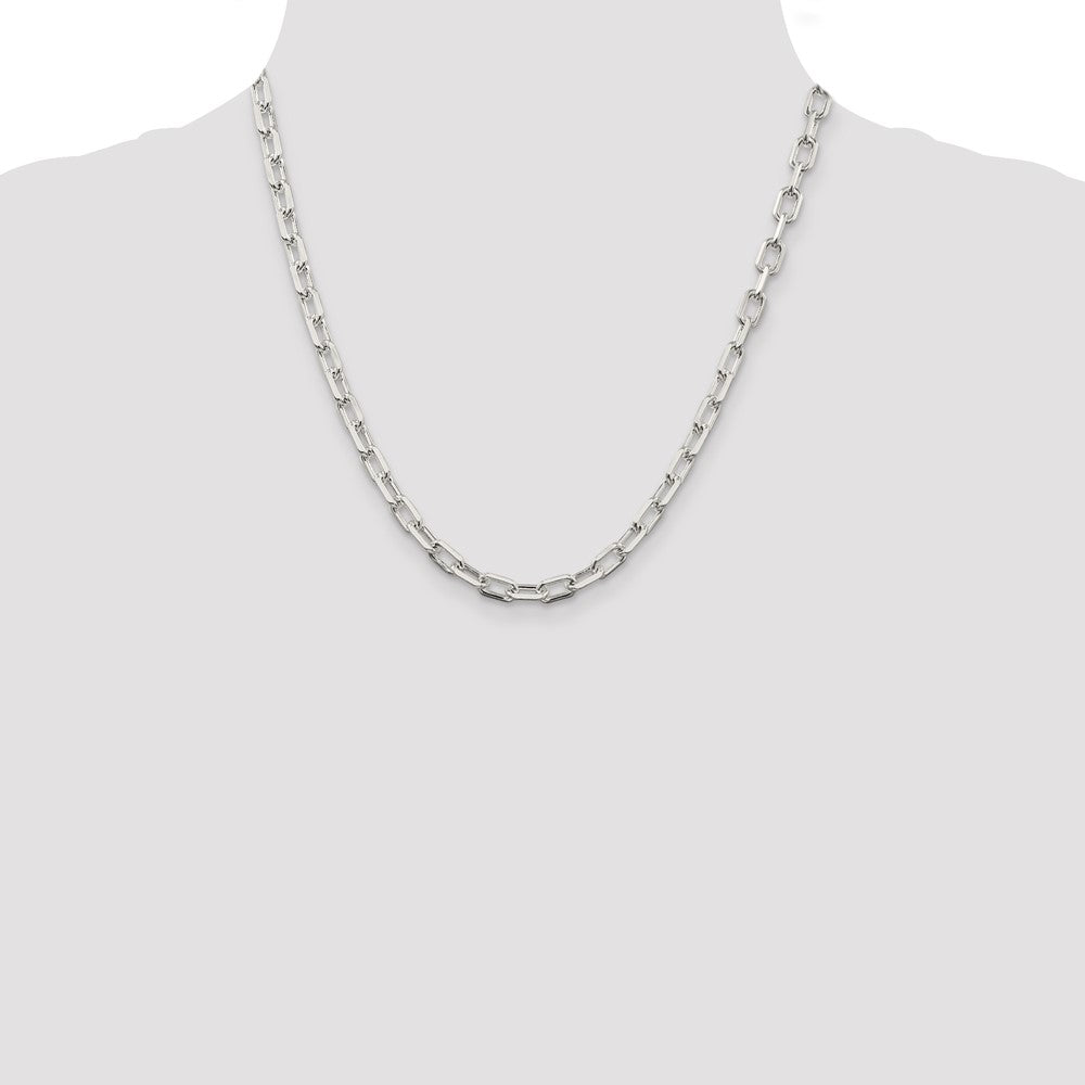 Sterling Silver 5.75mm Diamond-cut Long Link Cable Chain