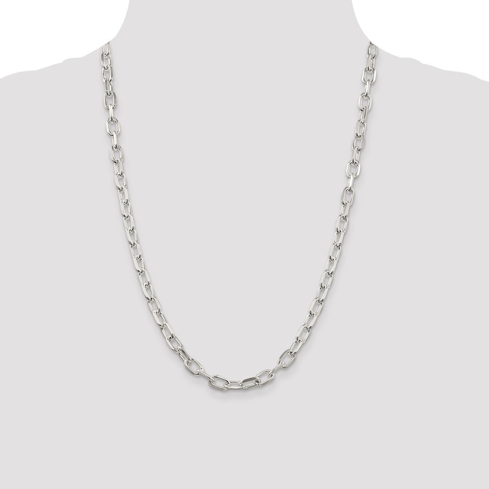 Sterling Silver 6.65mm Diamond-cut Long Link Cable Chain