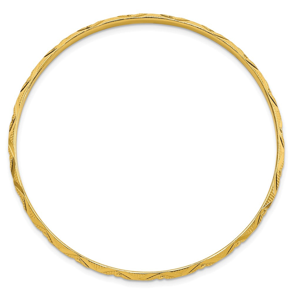 Sterling Silver Gold-tone Diamond Cut Slip-on Bangle