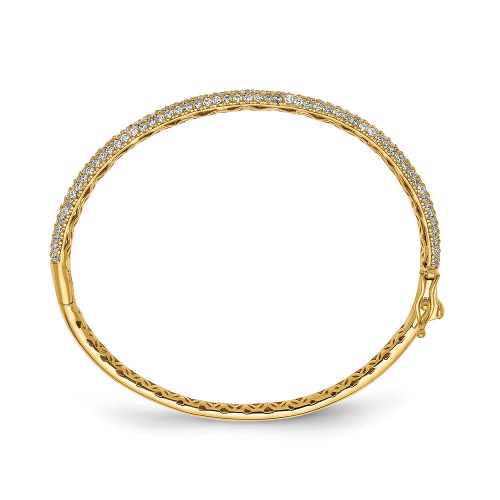 Sterling Shimmer Sterling Silver Gold-tone Flash Gold-plated 175 Stone PavÇ CZ Hinged Bangle Bracelet