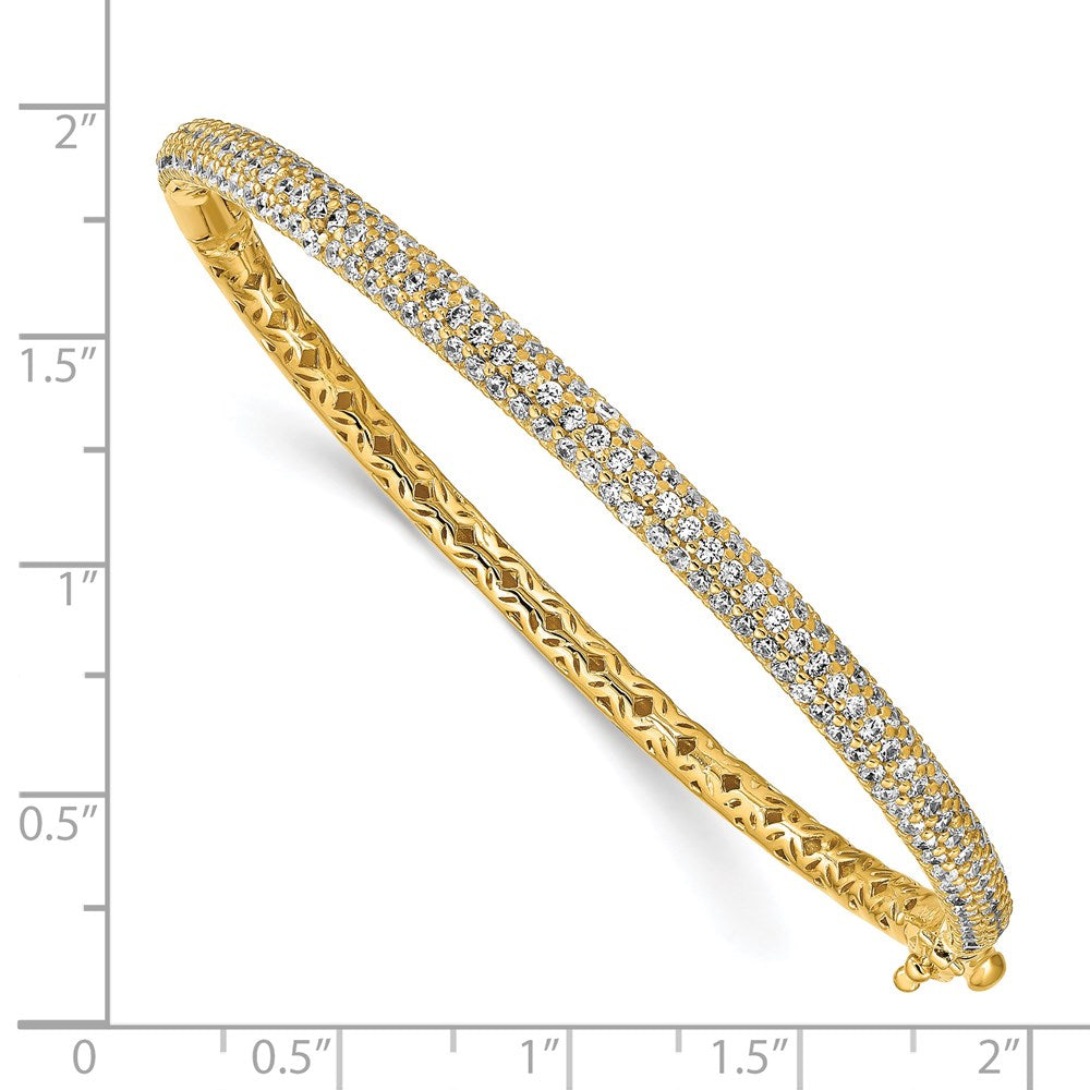 Sterling Shimmer Sterling Silver Gold-tone Flash Gold-plated 175 Stone PavÇ CZ Hinged Bangle Bracelet
