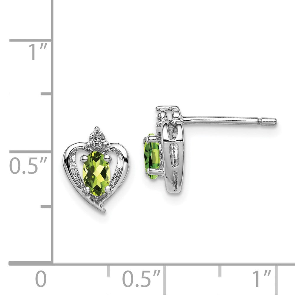 Sterling Silver Rhodium-plated Peridot & Diam. Earrings
