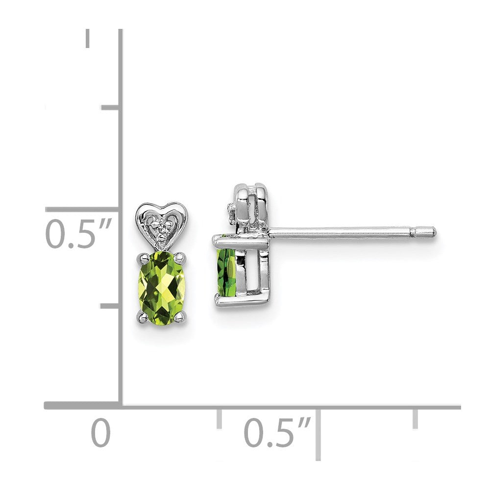 Sterling Silver Rhodium-plated Peridot & Diam. Earrings