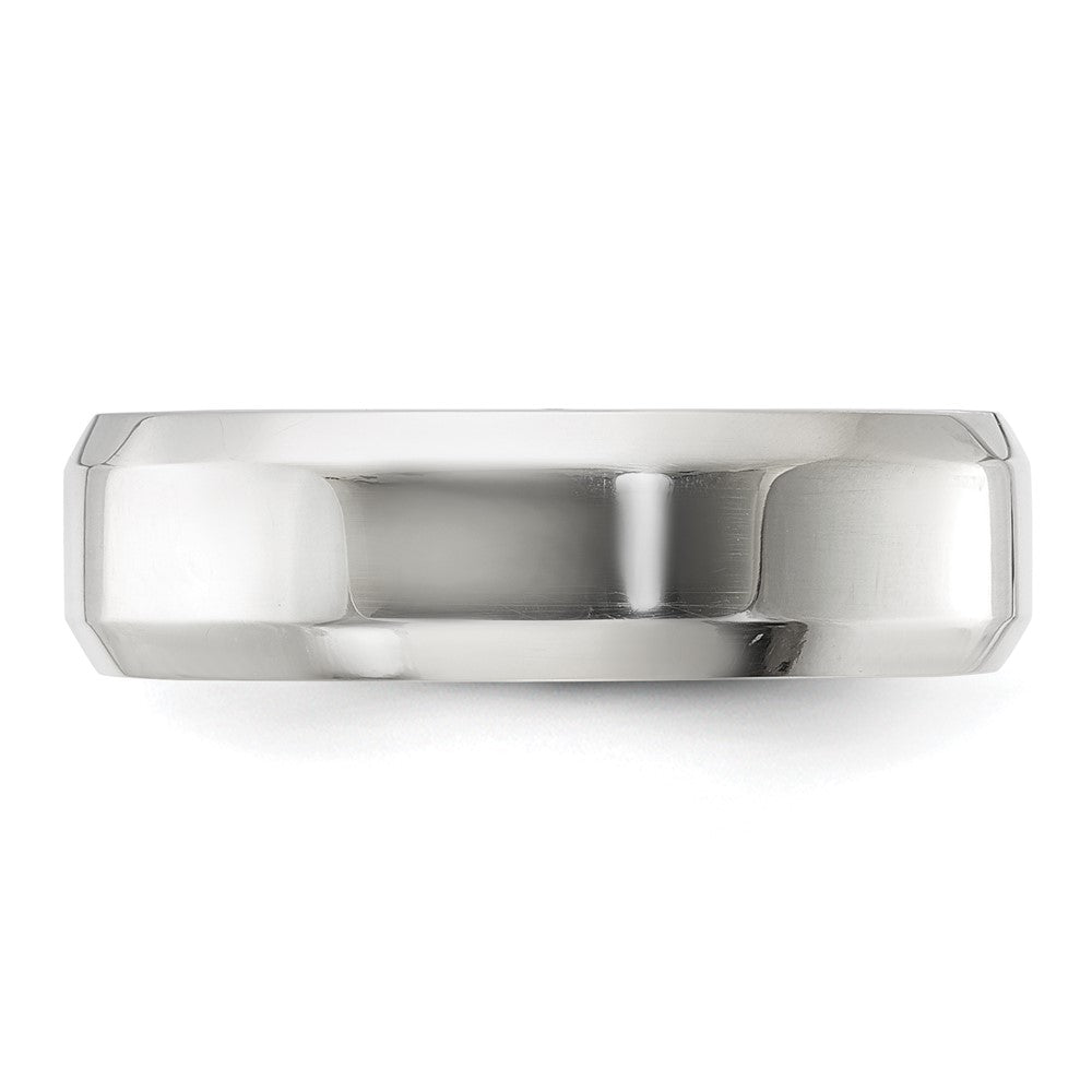 Sterling Silver Rhodium-plated 6mm Bevel Edge Size 6.5 Band