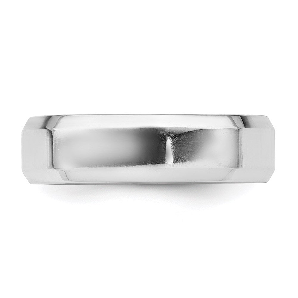 Sterling Silver Rhodium-plated 6mm Bevel Edge Size 11 Band