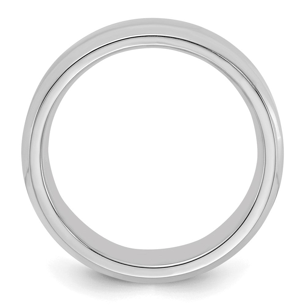 Sterling Silver Rhodium-plated 6mm Bevel Edge Size 4.5 Band