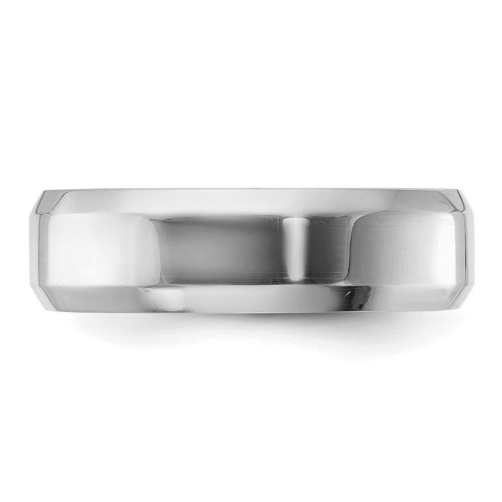 Sterling Silver Rhodium-plated 6mm Bevel Edge Size 5.5 Band