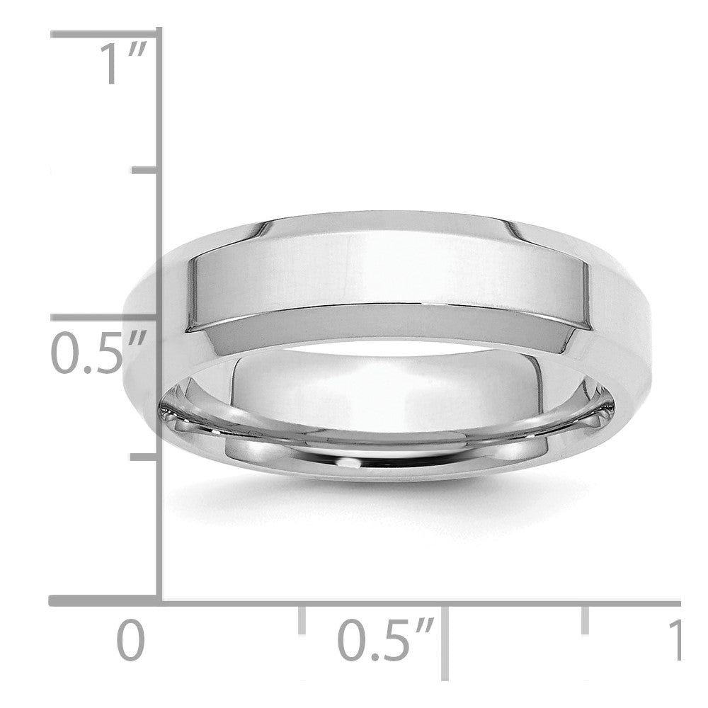 Sterling Silver Rhodium-plated 6mm Bevel Edge Size 6 Band