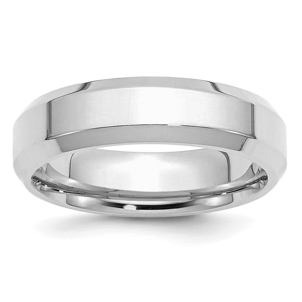 Sterling Silver Rhodium-plated 6mm Bevel Edge Size 11 Band