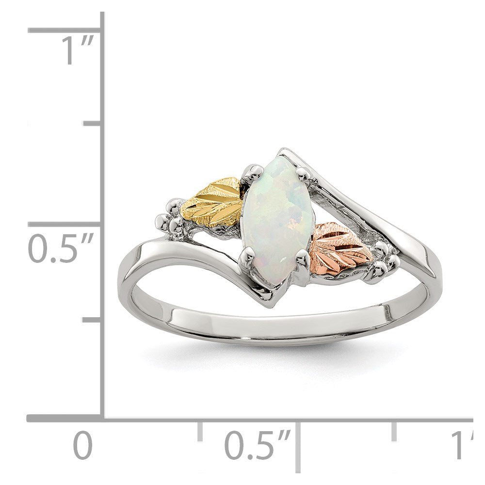 Landstrom's Mt. Rushmore Black Hills Sterling Silver 12K Gold Accents Lab Created Opal Ring