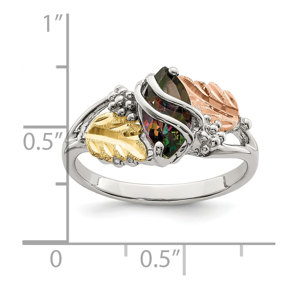 Landstrom's Mt. Rushmore Black Hills Sterling Silver 12K Gold Accents Mystic Fire Topaz Ring