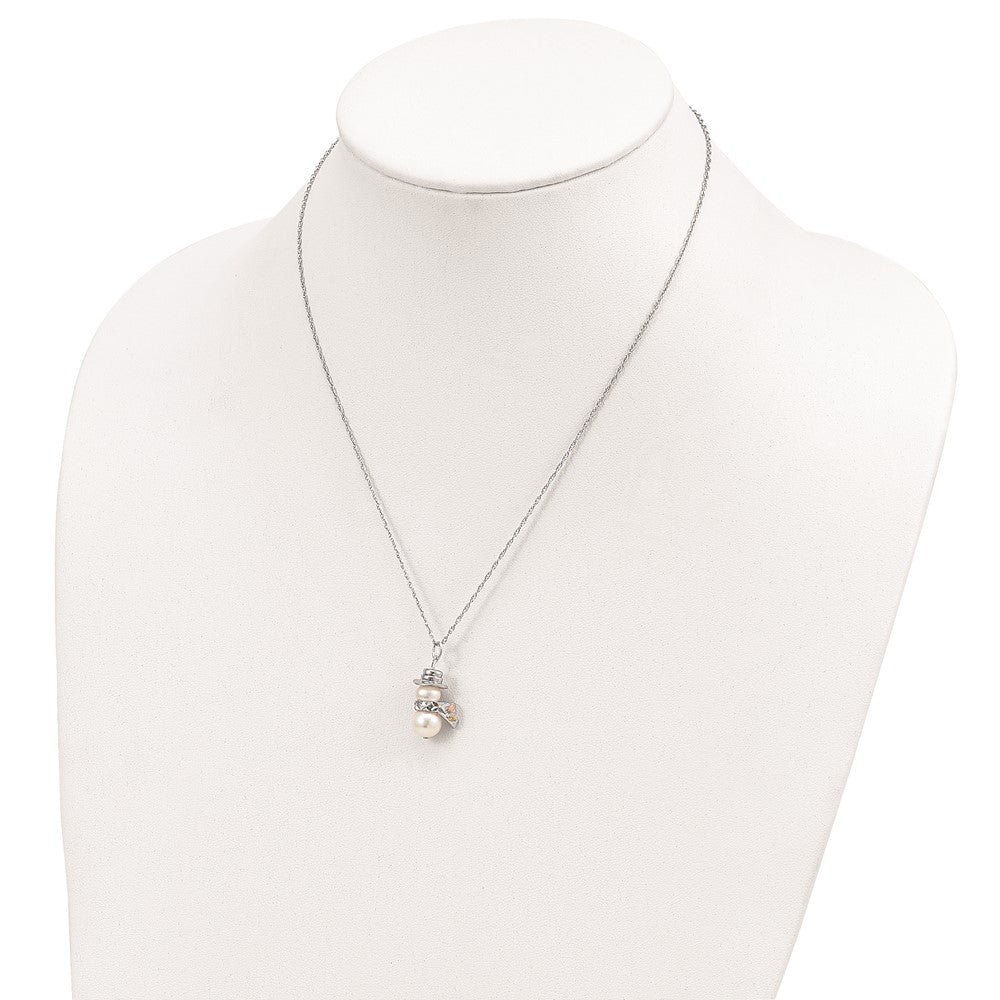 Landstrom's Mt. Rushmore Black Hills Sterling Silver 12K Gold Accents Imitation Pearl Snowman 18 inch Spring Ring Clasp Ne...