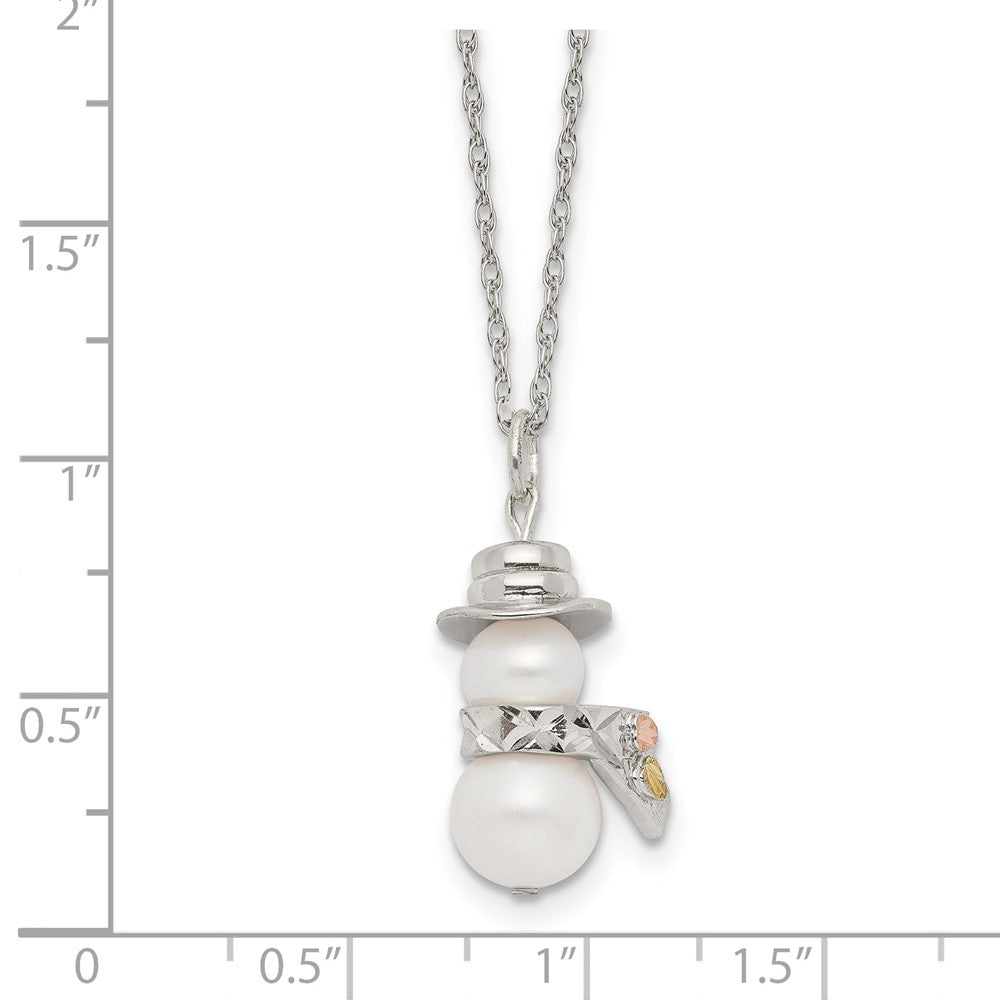 Landstrom's Mt. Rushmore Black Hills Sterling Silver 12K Gold Accents Imitation Pearl Snowman 18 inch Spring Ring Clasp Ne...