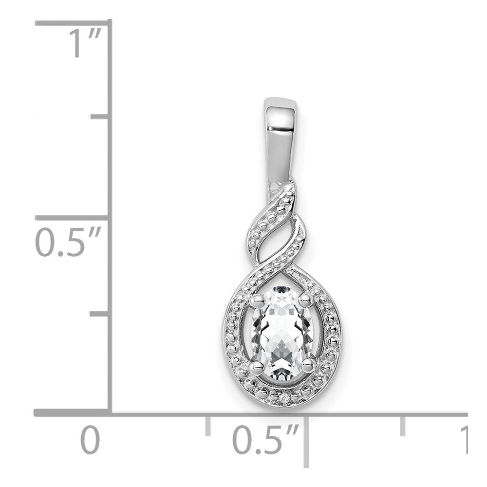 Sterling Silver Rhodium-plated White Topaz & Diam. Pendant