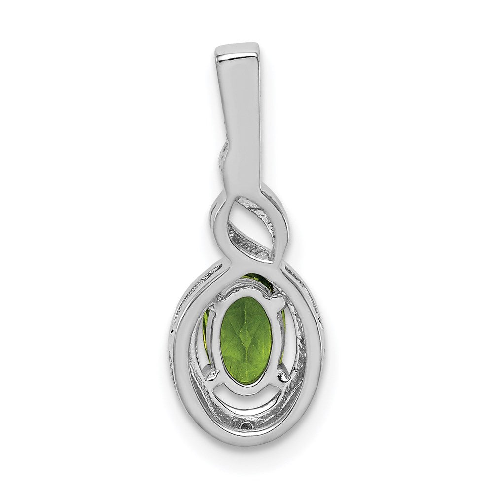 Sterling Silver Rhodium-plated Peridot & Diam. Pendant