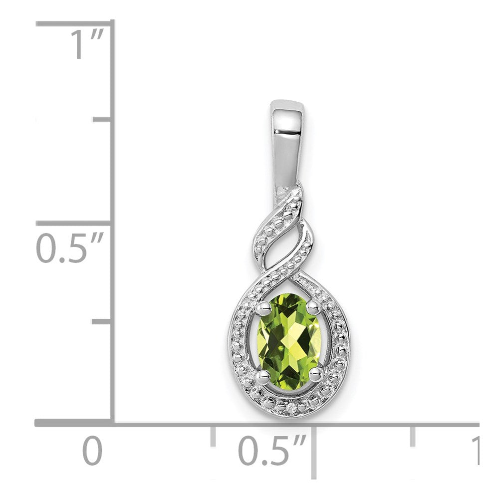Sterling Silver Rhodium-plated Peridot & Diam. Pendant