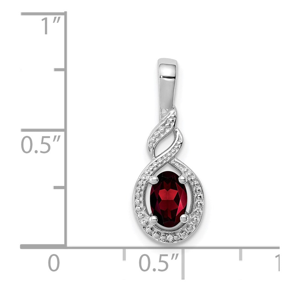 Sterling Silver Rhodium-plated Garnet & Diam. Pendant