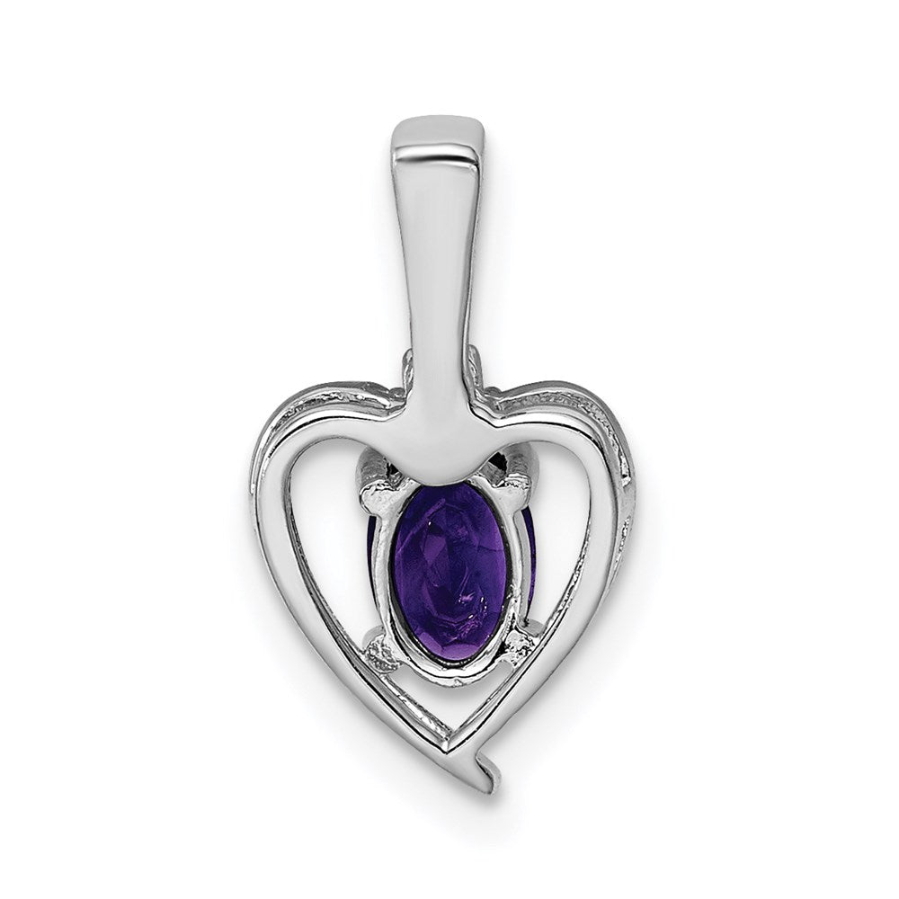 Sterling Silver Rhodium-plated Amethyst & Diam. Pendant