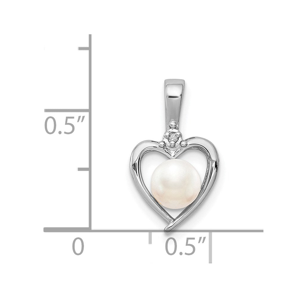 Sterling Silver Rhodium-plated FW Cultured Pearl & Diam. Pendant