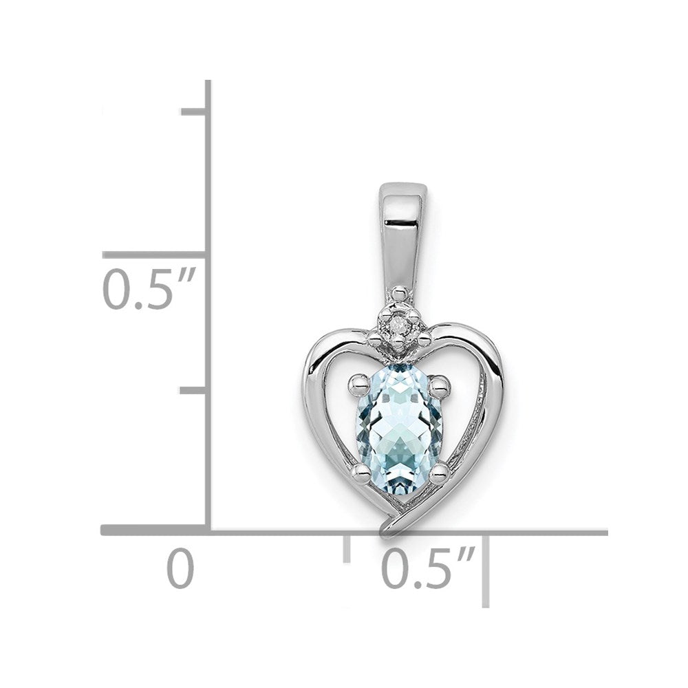 Sterling Silver Rhodium-plated Aquamarine & Diam. Pendant