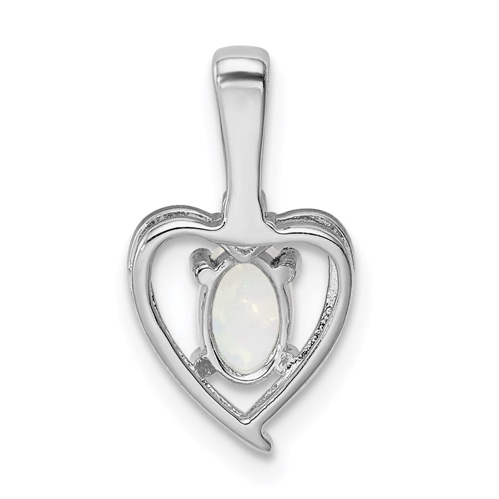Sterling Silver Rhodium-plated Created Opal & Diam. Pendant