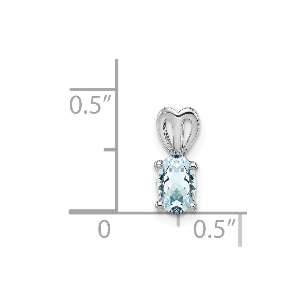 Sterling Silver Rhodium-plated Aquamarine Pendant