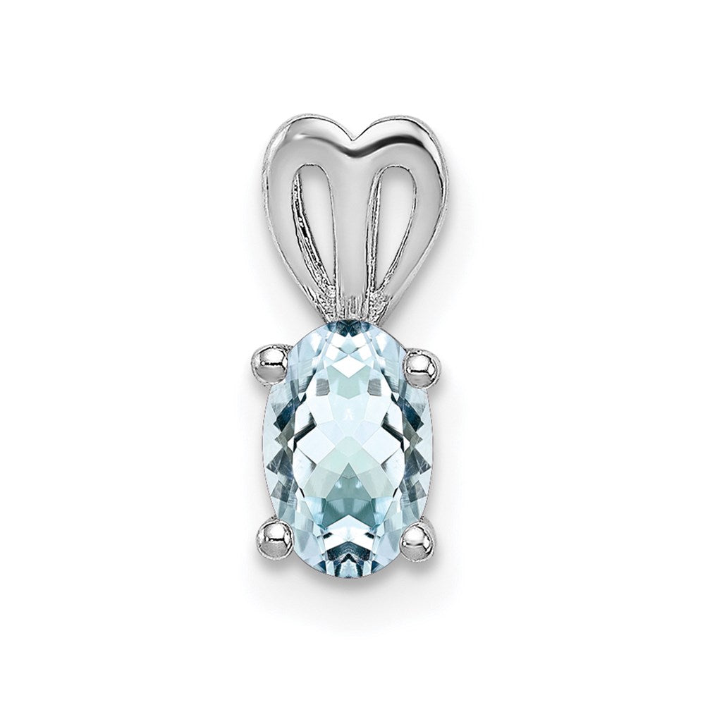 Sterling Silver Rhodium-plated Aquamarine Pendant