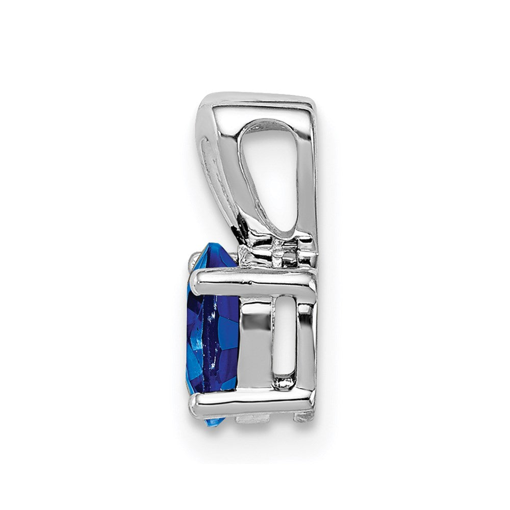 Sterling Silver Rhodium-plated Created Sapphire Pendant