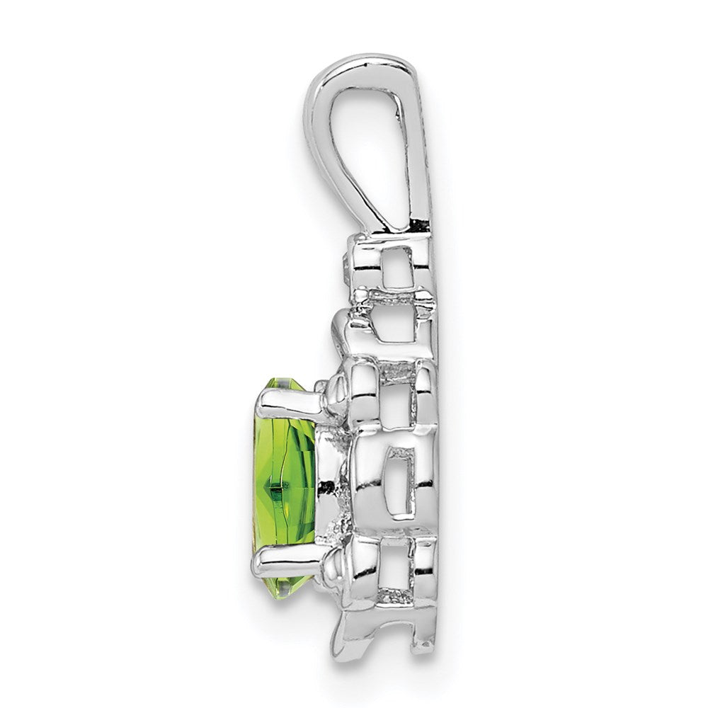 Sterling Silver Rhodium-plated Peridot & Diam. Pendant