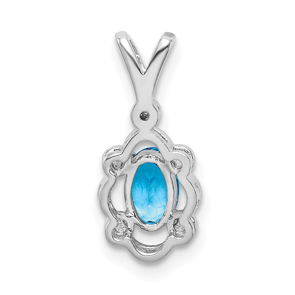 Sterling Silver Rhodium-plated Light Swiss Blue Topaz & Diam. Pendant
