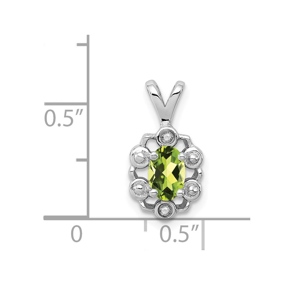Sterling Silver Rhodium-plated Peridot & Diam. Pendant