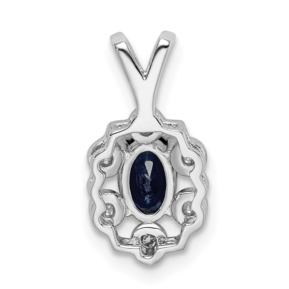 Sterling Silver Rhodium-plated Created Sapphire & Diam. Pendant