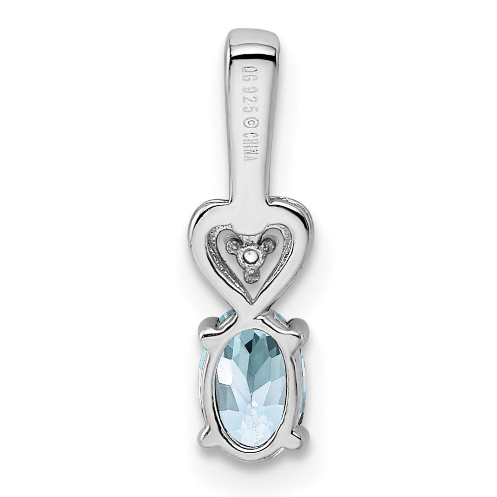 Sterling Silver Rhodium-plated Aquamarine & Diam. Pendant