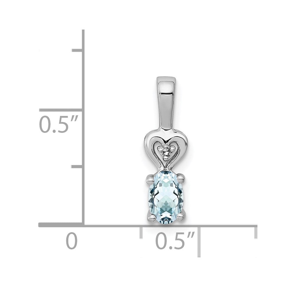 Sterling Silver Rhodium-plated Aquamarine & Diam. Pendant