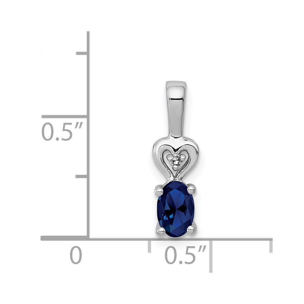 Sterling Silver Rhodium-plated Created Sapphire & Diam. Pendant