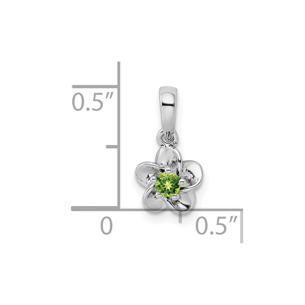 Sterling Silver Rhodium-plated Floral Peridot Pendant