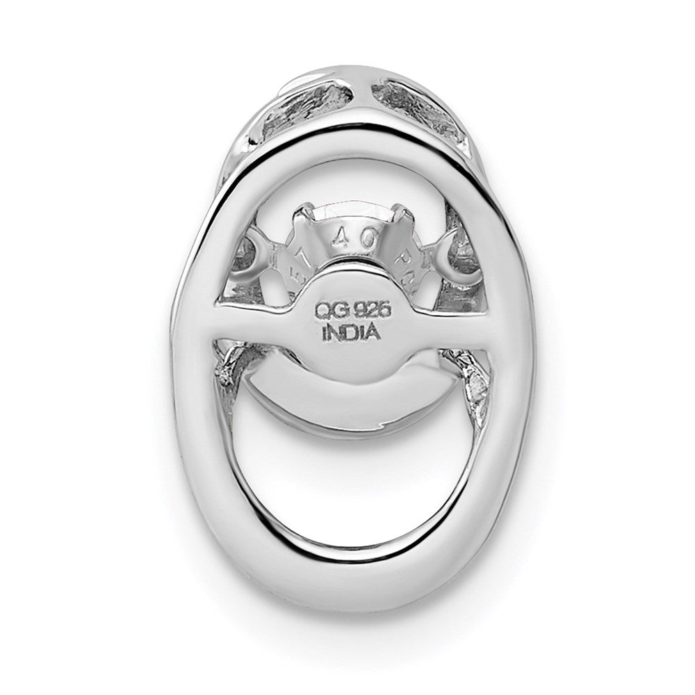 Sterling Silver Rhodium CZ Birthstone Vibrant Chain Slide