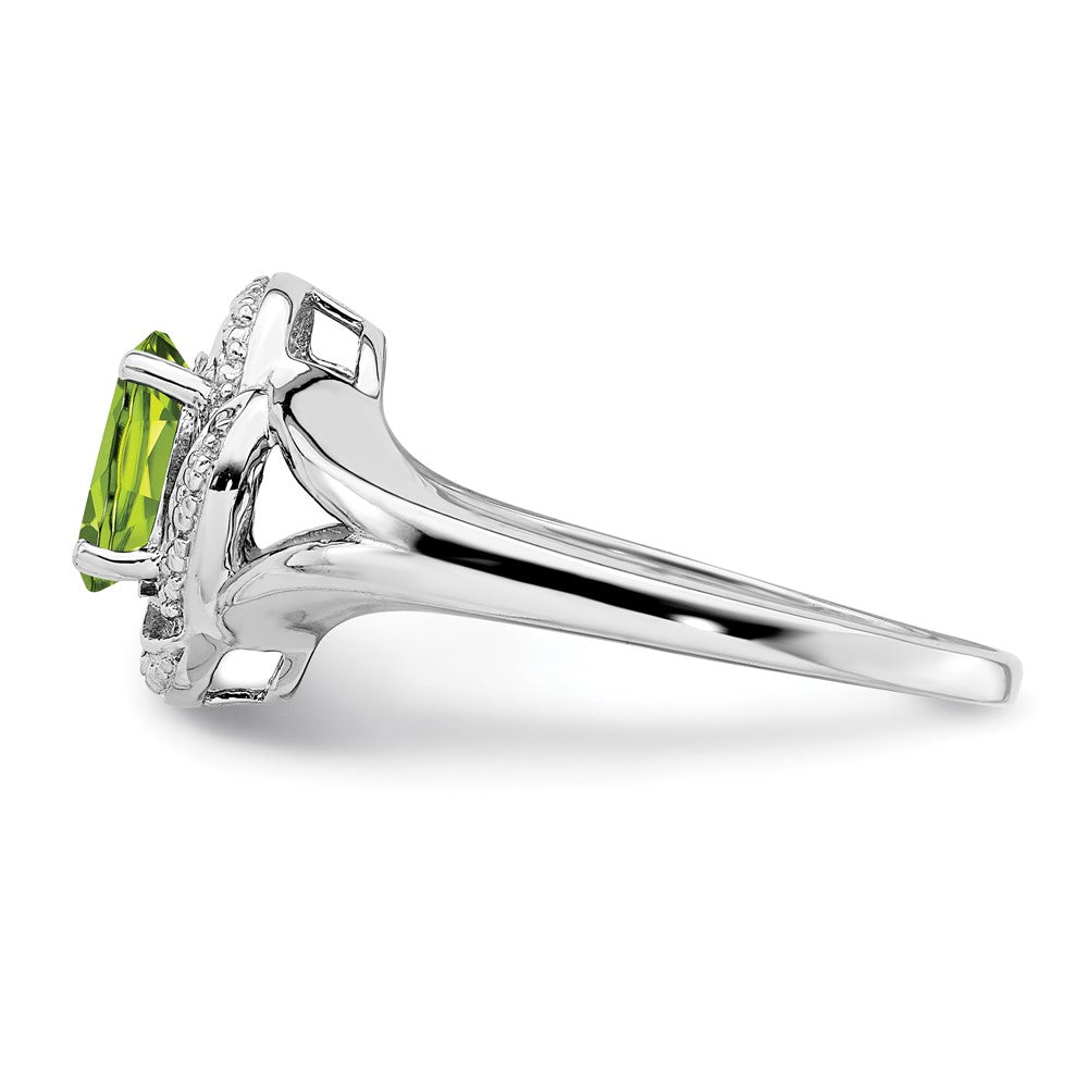 Sterling Silver Rhodium-plated Diam. & Peridot Ring