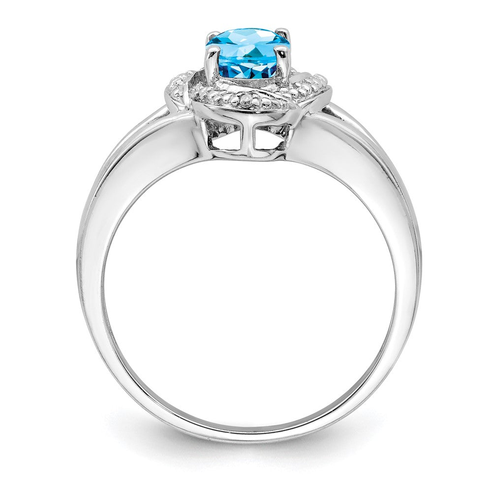 Sterling Silver Rhodium-plated Diam. & Blue Topaz Ring