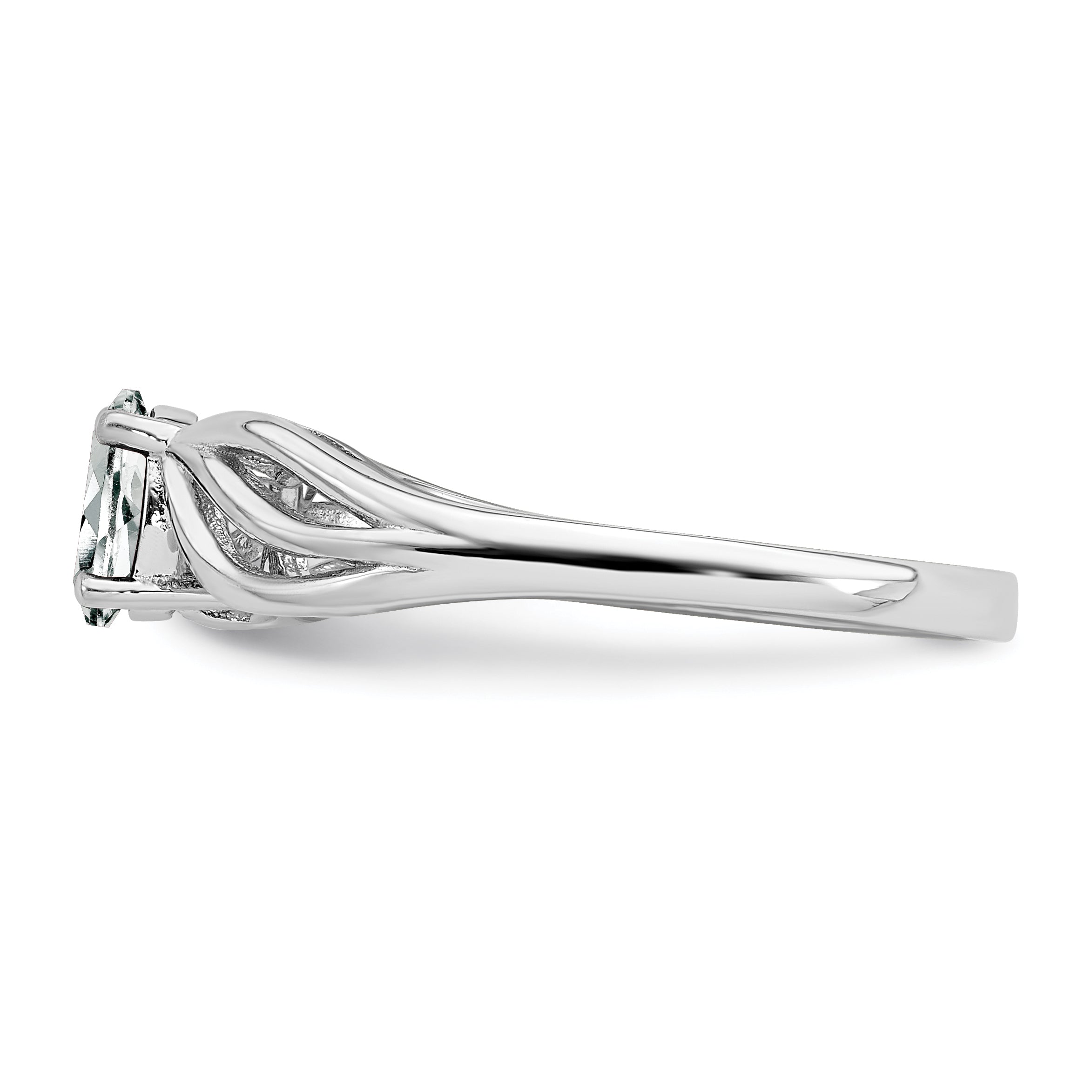 Sterling Silver Rhodium-plated White Topaz Ring