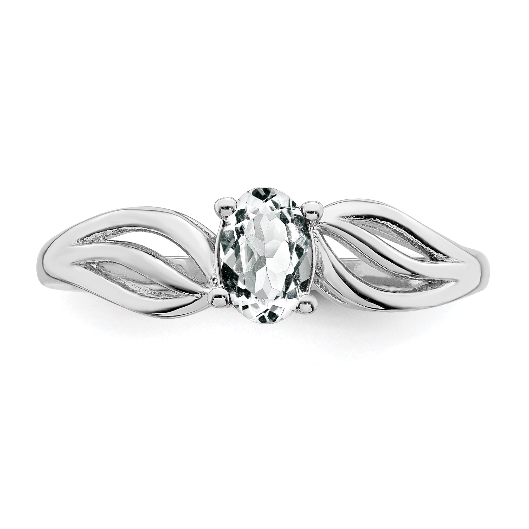 Sterling Silver Rhodium-plated White Topaz Ring