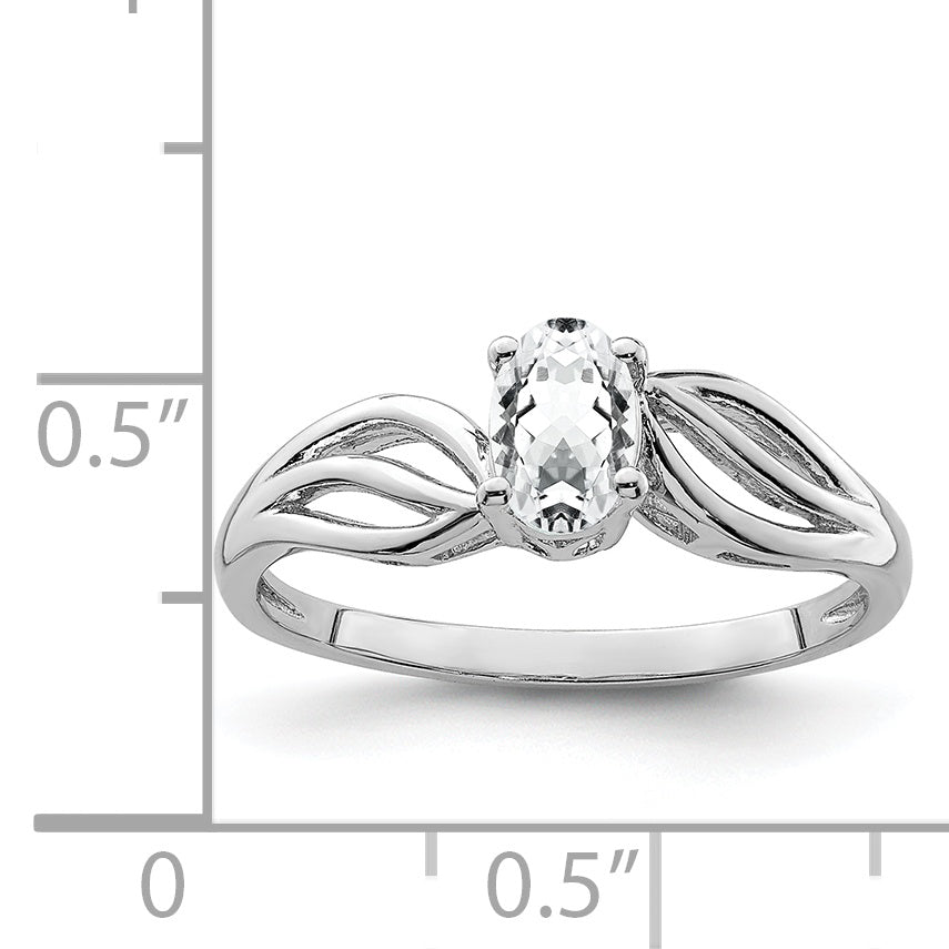 Sterling Silver Rhodium-plated White Topaz Ring