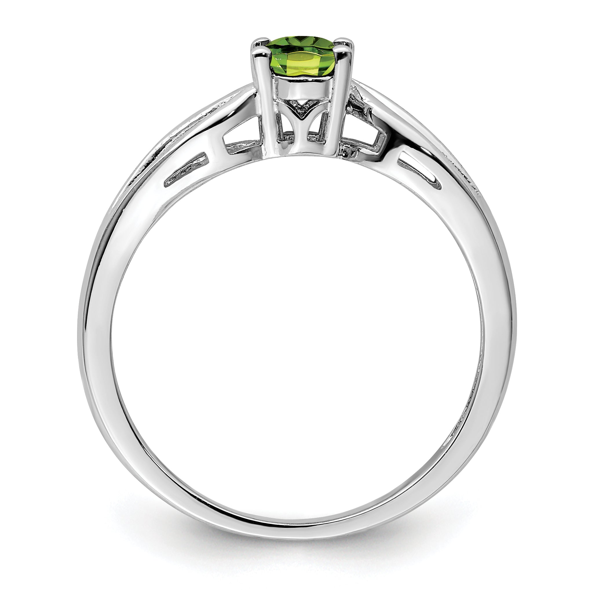 Sterling Silver Rhodium-plated Peridot Ring