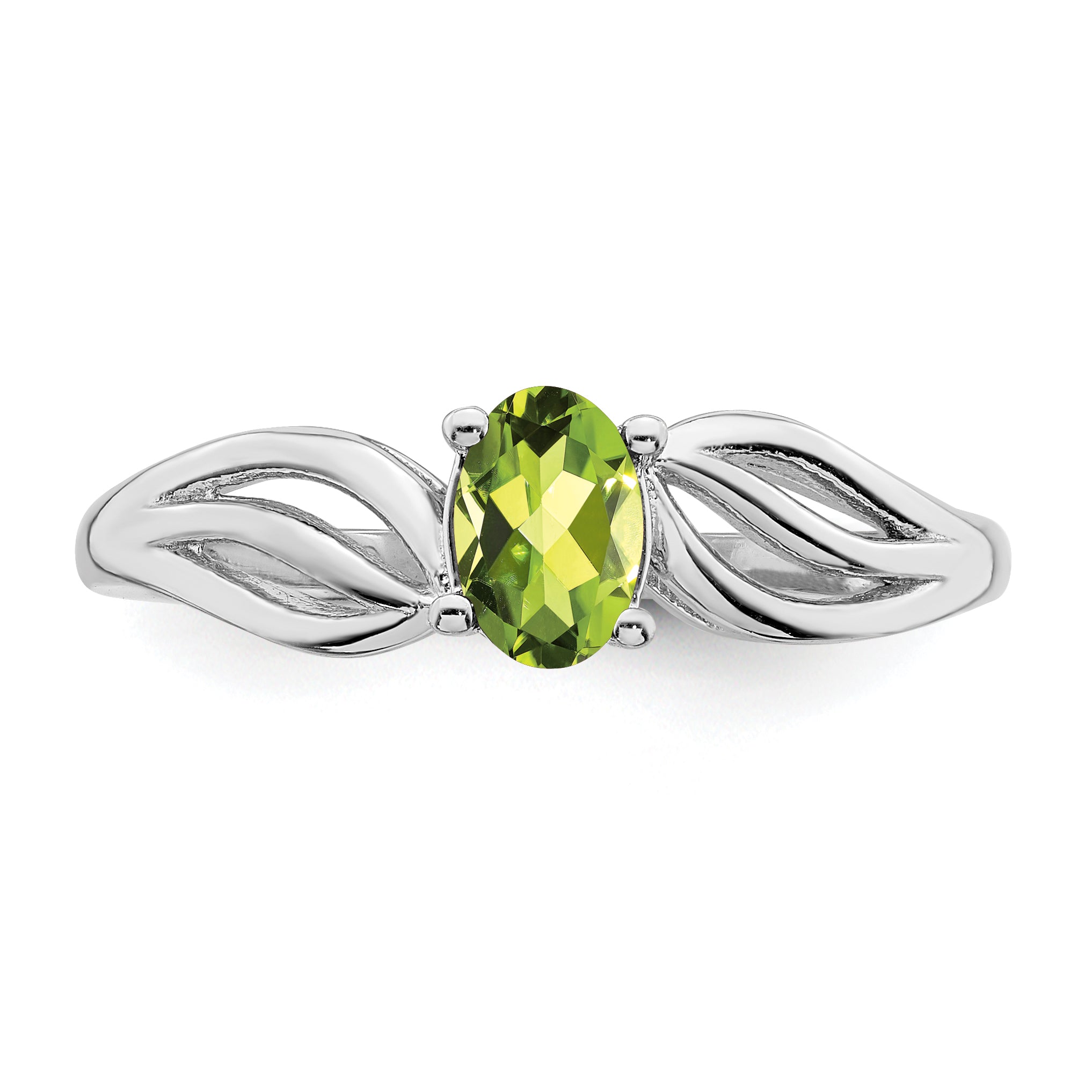 Sterling Silver Rhodium-plated Peridot Ring