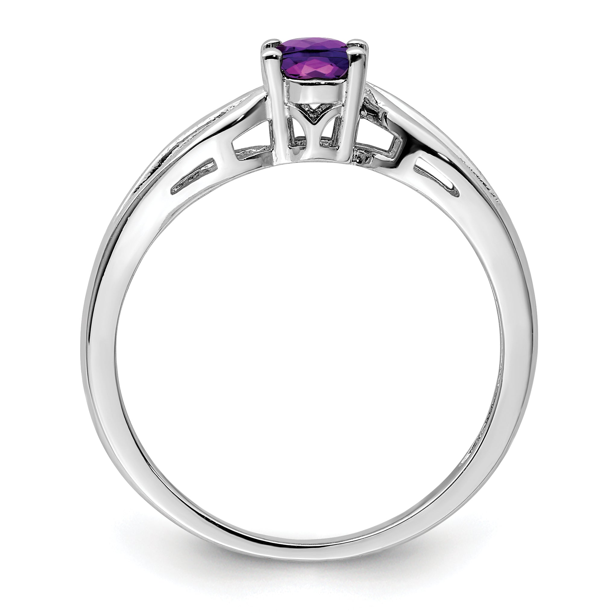 Sterling Silver Rhodium-plated Amethyst Ring