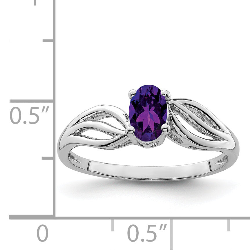 Sterling Silver Rhodium-plated Amethyst Ring