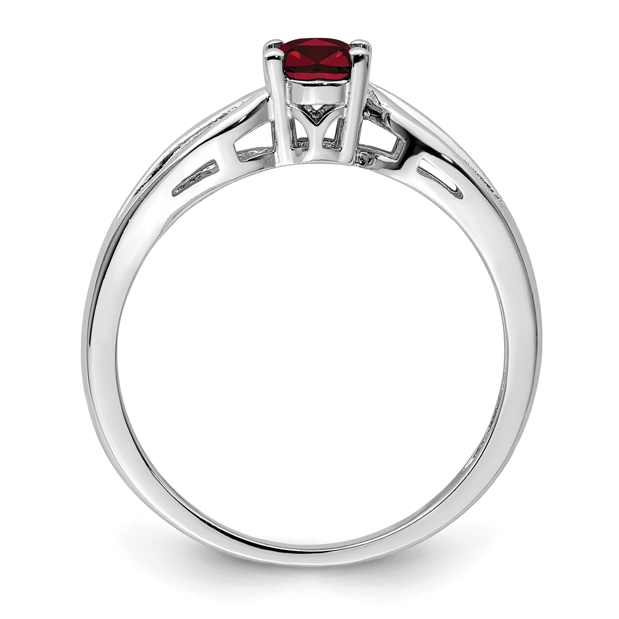 Sterling Silver Rhodium-plated Created Ruby Ring