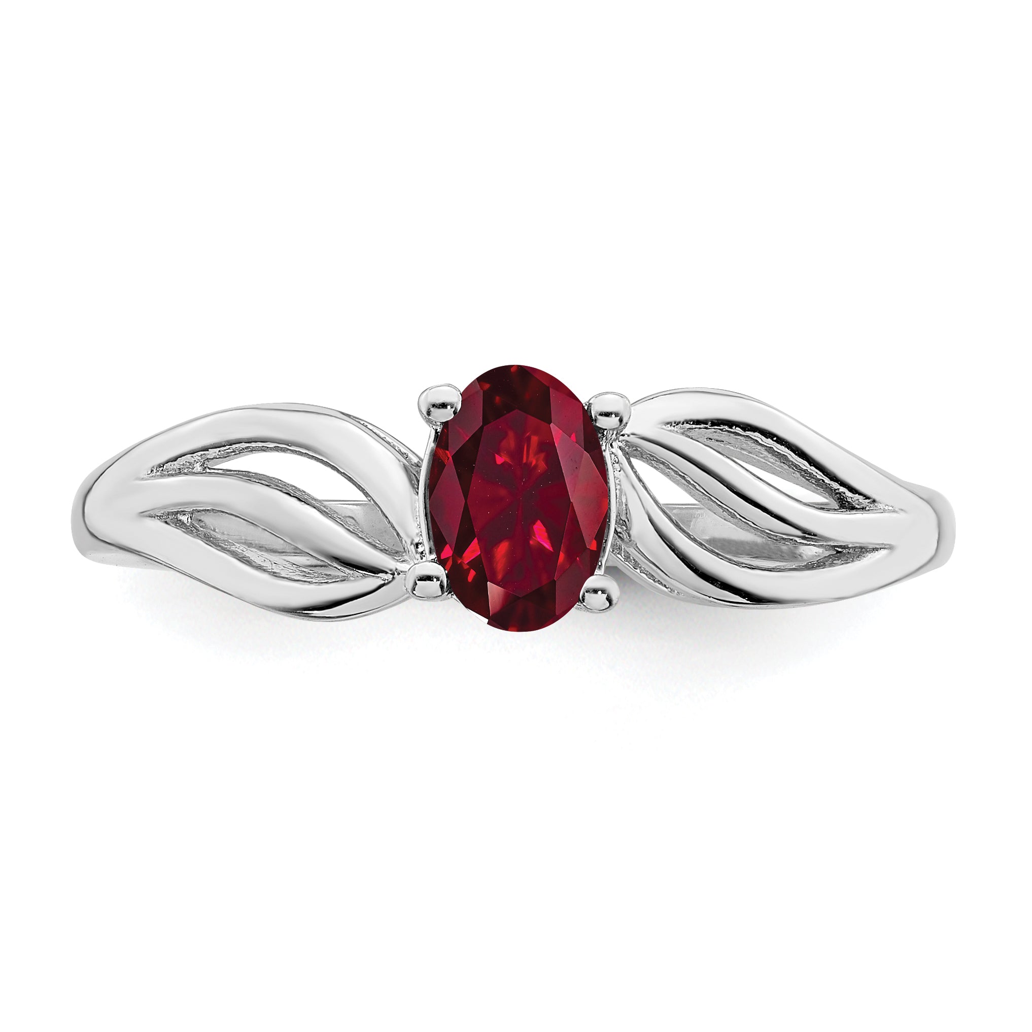 Sterling Silver Rhodium-plated Created Ruby Ring