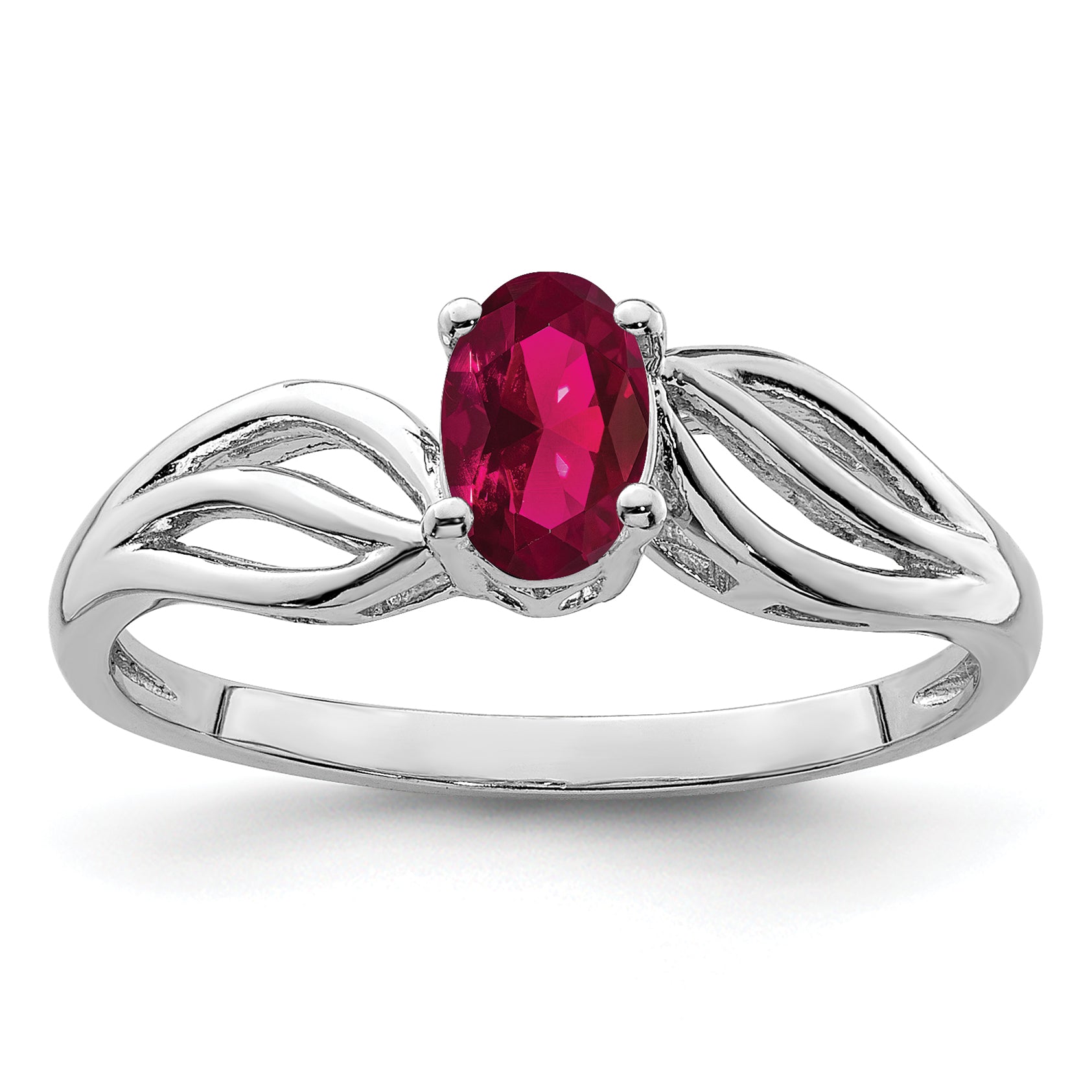 Sterling Silver Rhodium-plated Created Ruby Ring