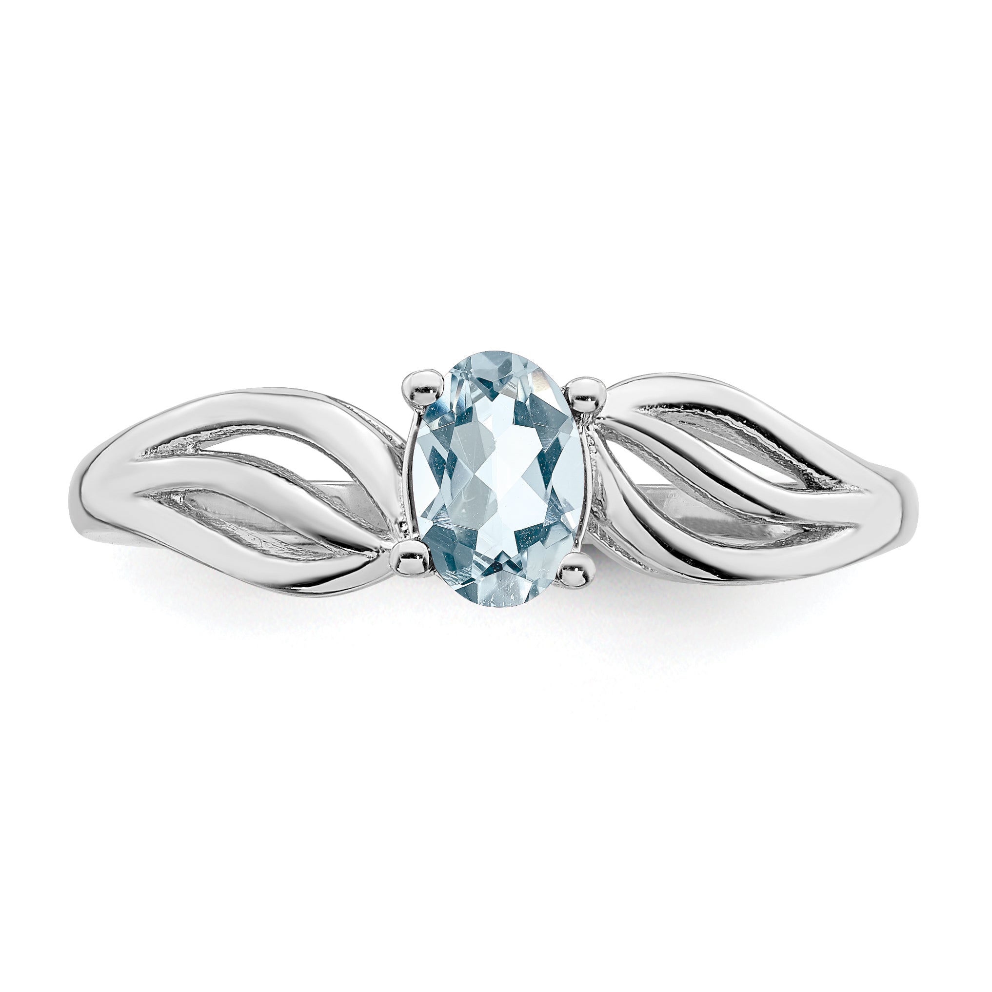 Sterling Silver Rhodium-plated Aquamarine Ring